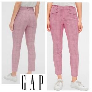 GAP SIGNATURE skinny ankle pants red pink plaid STRIPED crop women’s 4 tapered